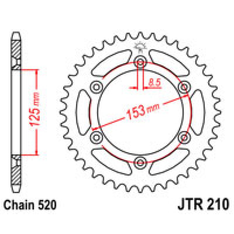 Купить Звездочка задняя JT Sprockets (шаг 520 ) JT JTR210